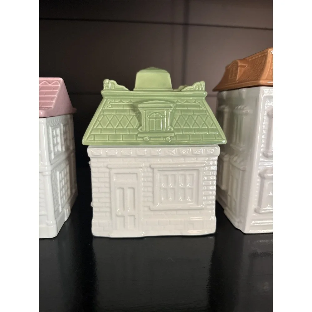 AVON Townhouse Canister Collection 4 Piece Set Sweet, Tea, Coffee, Confectionery